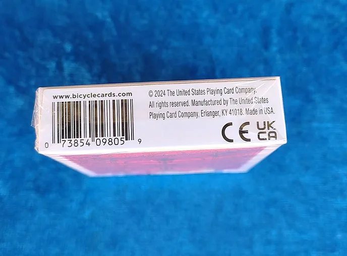 Bicycle 140th Anniversary playing card deck, end of the box with the barcode