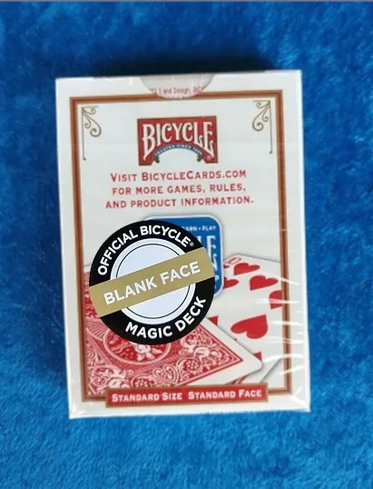 Bicycle red back blank face magic deck, back of the box