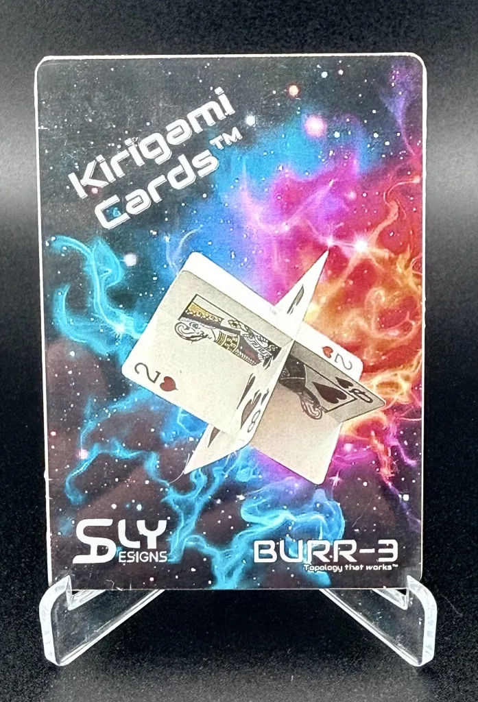 Kirigami Cards Burr 3 partial deck pack on a display stand