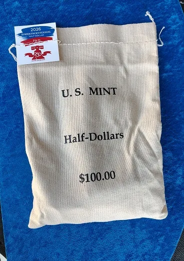 Sealed US Mint $100 canvas bag of half dollars